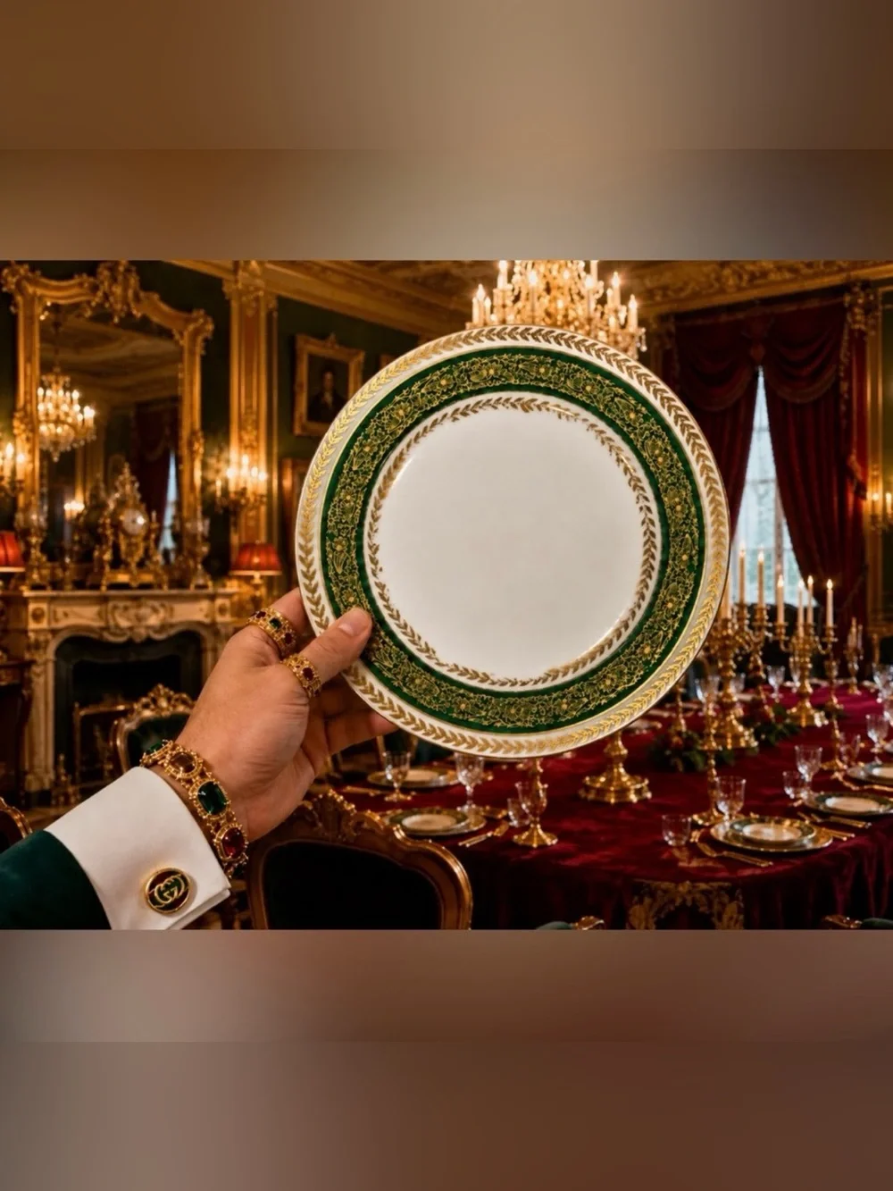 c. 1900 France T&V Tressemann & Vogt Limoges Antique Porcelain Dinner Plate GOLD